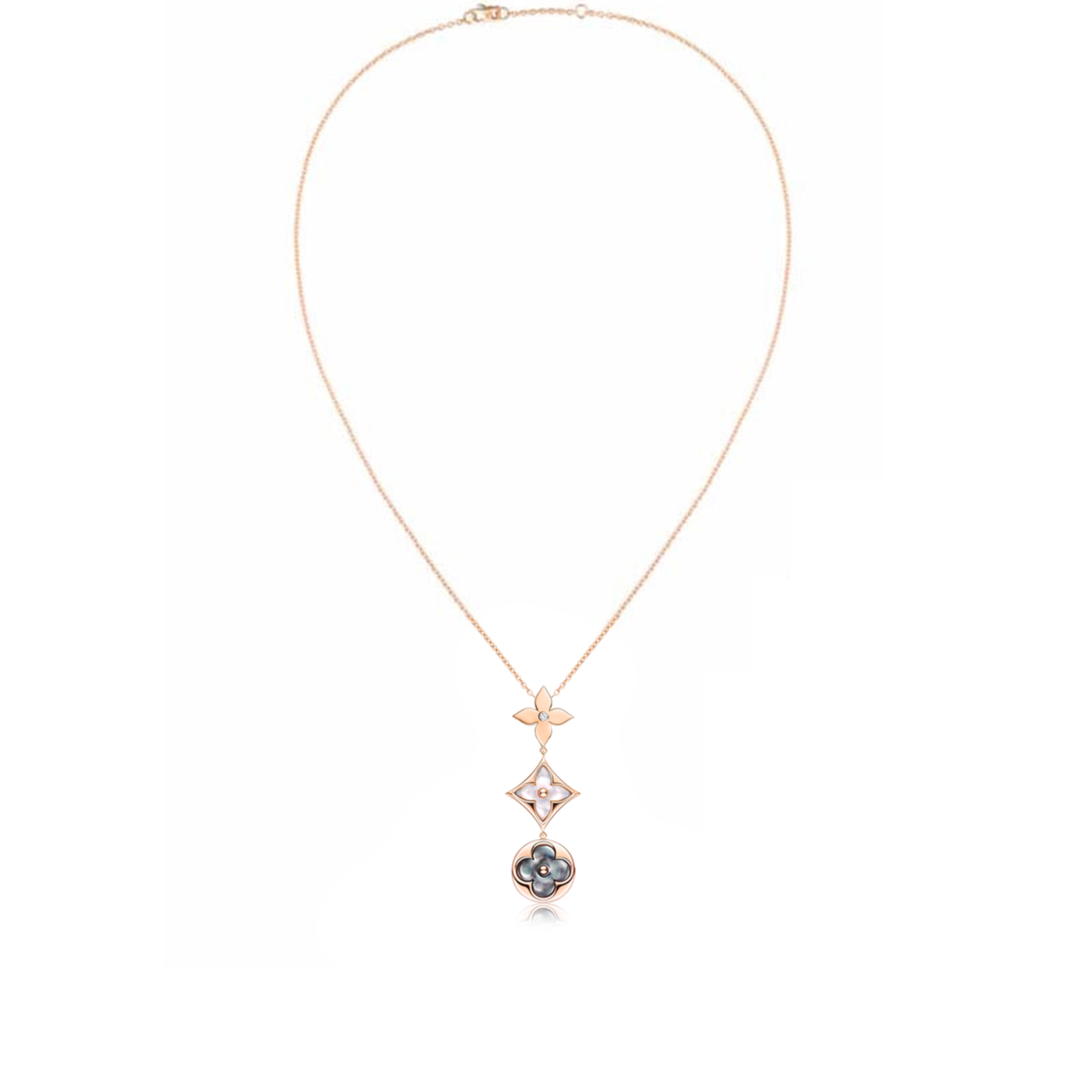 LOUIS VUITTON COLOUR BLOSSOM LARIAT NECKLACE, PINK GOLD, WHITE MOTHER-OF PEARL, GREY MOTHER-OF-PEARL AND DIAMOND Q94263